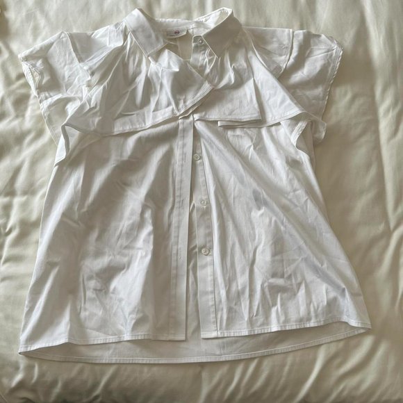 Adriano Goldschmeid white Marina Short-Sleeve Ruffled Top‎ - Picture 6 of 9